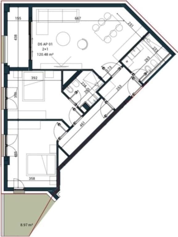 Apartament 2+1 per Shitje tek Sun Palase Residence ne Palase. — Miniaturë 2