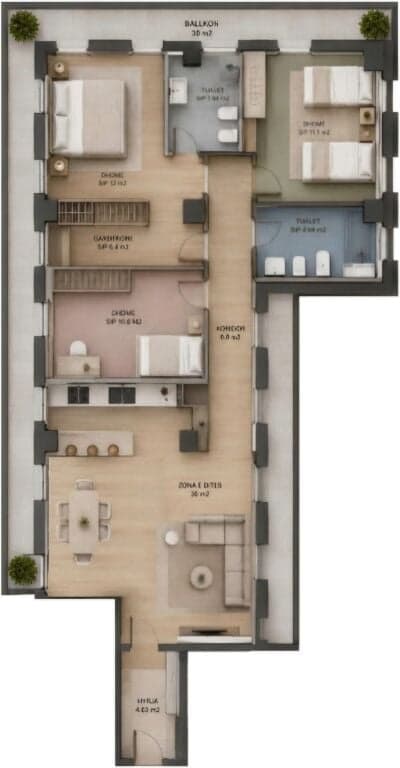Shitet apartament 3+1 tek ish Blloku , prane LSI , Sheshi Willson . — Foto 1